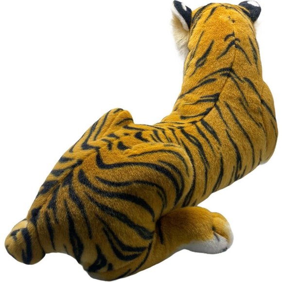 Striped Bengal Tiger Laying Best Made Toys Stuffed Plush Realistic 28 Inch - Picture 4 of 5